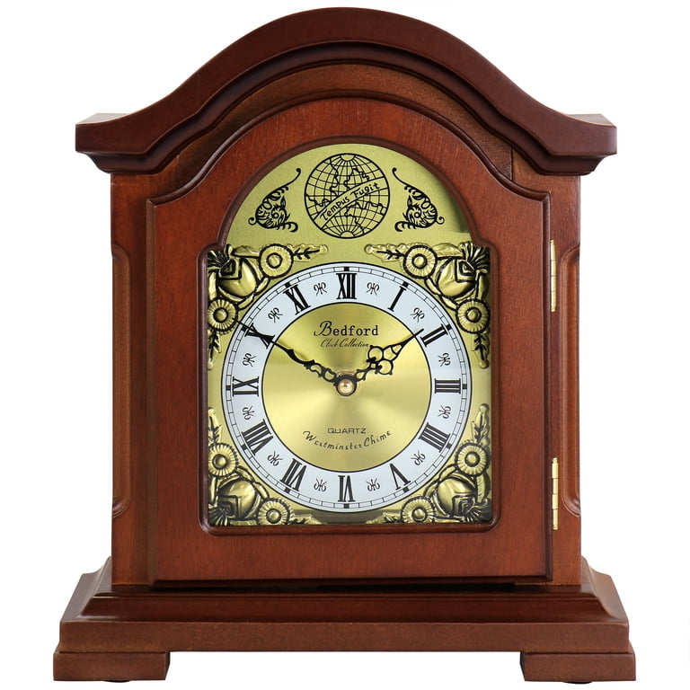 Bedford Clock Collection Redwood Brown Mantel Clock with Chimes photo 1