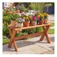 thumbnail image 4 of 36" Outdoor Wood Bench - Teak Oil Finish Patio Dining Bench - Solid Hardwood Backless Bench for 2 - Garden Furniture, 4 of 9