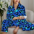 thumbnail image 6 of Pajamas for Women Set - Light Blue Leopard Print Comfy Long Sleeve Button Up Pajama Sets for Women 2 Piece, Soft Sleepwear Nightwear Pjs Lounge Sets for Women with Pockets, 6 of 6