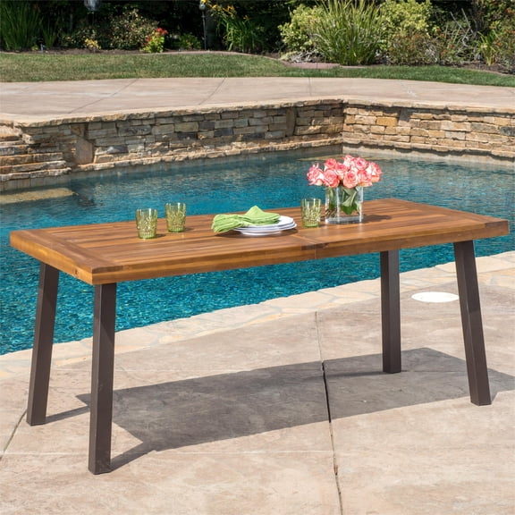 Acacia Wood Dining Table,Rectangular Wood Kitchen Table,32.25 in x 69 in x 27 in,Teak