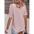 thumbnail image 4 of Sonducket Blusa de manga corta para mujer, jersey con bordado Floral, camisa informal para oficina, vacaciones en la playa, banquete, ropa de Prendas para la parte del cuerpo Rosa L, 4 of 6