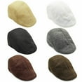 thumbnail image 3 of Women Beret Linen Sun Hat Hat Vintage Men Flat Cap Golf Driving Hat BEIGE, 3 of 8