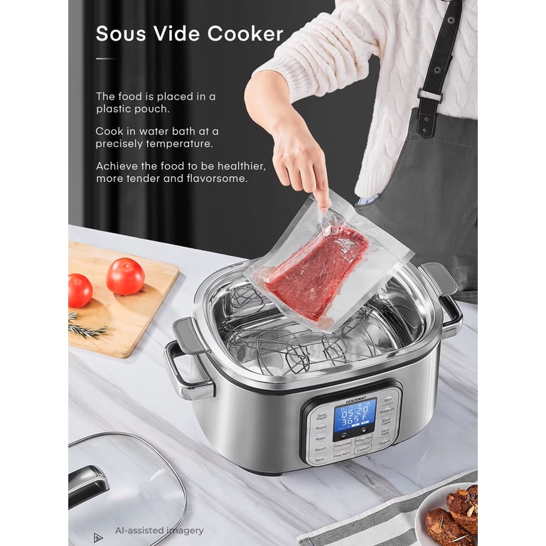 HOUSNAT 10-in-1 Slow Cooker, 6-Quart Stainless Steel photo 5