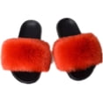 thumbnail image 1 of Women Fur Slides Sandal with Soft Furry Faux Fox Fur Lovely House Outdoor Slippers for Ladies Multicolor, 1 of 3