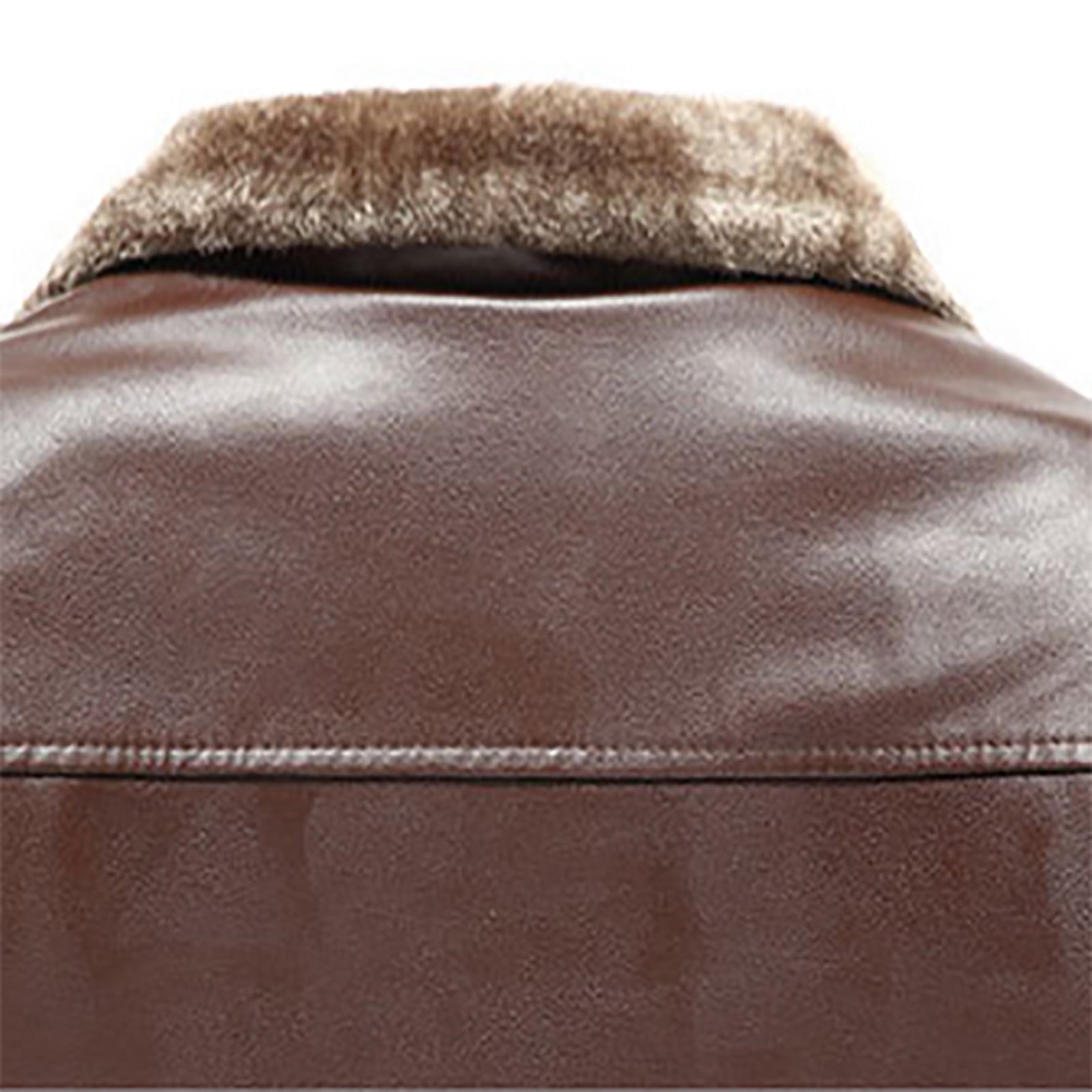 LWITHSZG Faux Leather Jacket Men Motorcycle Trendy Winter Coats Long Sleeve Going Out Tops Thickened Warm Fleece Lined Casual Outerwear with Pockets