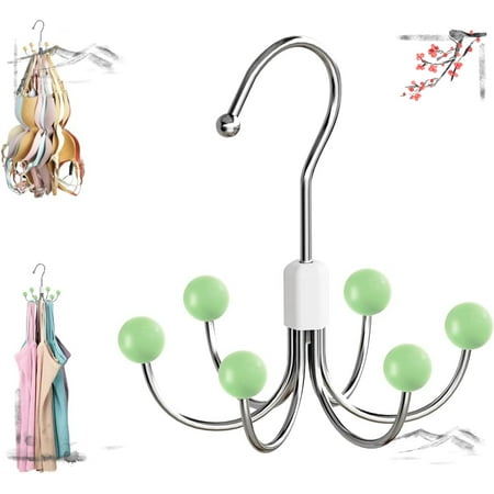 Multipurpose Space Saving Hangers for Closet  2025 360°Swivel Closet Hangers  Purse Organizer  Hat Holder  Belt Organizer  Tie Rack  Bra Hanger  Handbag Organizer  Scarf Hanger for Closet (2  Green)