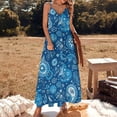 thumbnail image 2 of Blue Paisley Floral Seamless Pattern Design Sleeveless Dress Women's Luxury Party Dress Birthday Dresses for Women, 2 of 7