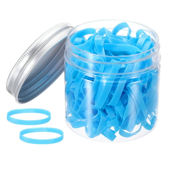 Uxcell 140 Pcs Rubber Band Stretchable Rubber Elastic Band Colored Spots 25mm x 4mm Hair Rubber Bands for Home Office, Sky Blue
