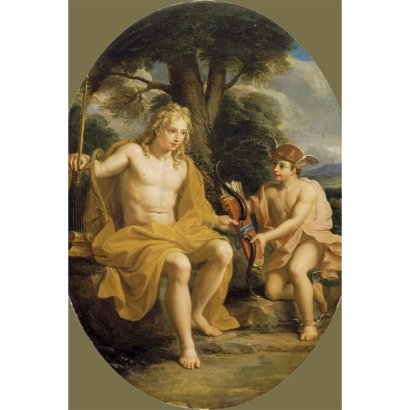 24x36 gallery poster, friendship of Apollo and Hermes, by Noel Coypel