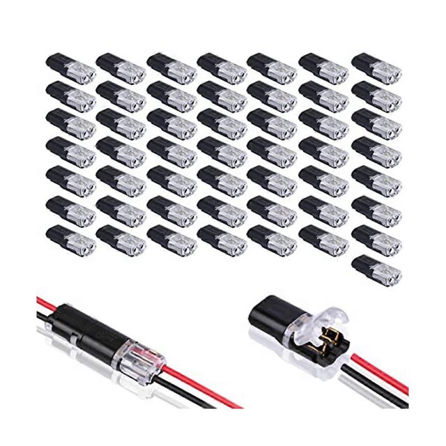 50PCS Double-Wire Plug-in Connector with Locking Buckle,Pluggable Connectors 2 Pin 2 Way Universal