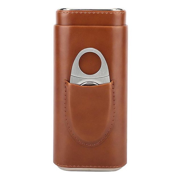 Humidor de puros forrado de madera de cedro, estuche de cuero para puros, cortador de puros de acero inoxidable, Humidor portátil