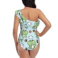 thumbnail image 5 of Pofeuu Cute Floral Frog Print Women's One Piece Swimsuits One Shoulder Swimwear Asymmetric Ruffle Monokinis Bathing Suits-X-Large, 5 of 6