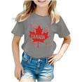 thumbnail image 2 of Zwiiyzr Summer Boys Girls T-Shirt "Happy Day Canada Day" Graphic Crewneck Short Sleeve Printed Tee Shirt Tops for Kids Teens 3-12 Years Gray, 2 of 4