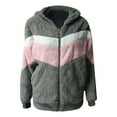 thumbnail image 4 of Turilly Womens Jackets Ladies Clearance, Fashion Women Patchwork Zipper Winter Lengthened Plush Long Sleeve Outwear, 4 of 6