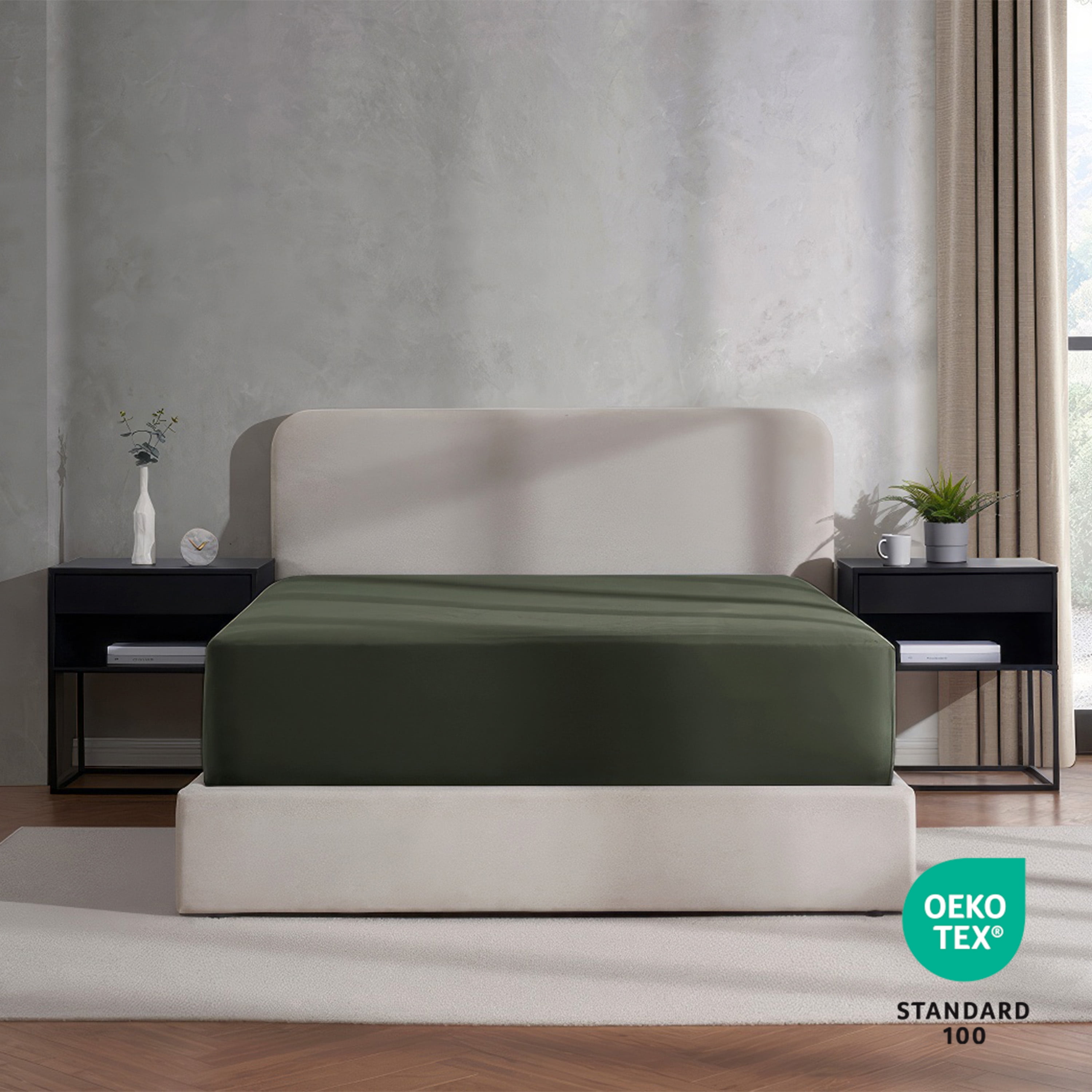LammaLoe Extra Deep Pocket Full Size Fitted Sheet Only, Fits 18" to 24" Mattress, Soft Microfiber Fitted Bed Sheet, Olive Green