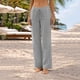 thumbnail image 1 of TaTaai Women's Casual Loose Pants Linen Fabric Drawstring Waist Solid Color Pocket Design Summer Wide Leg Trousers Gift, 1 of 5