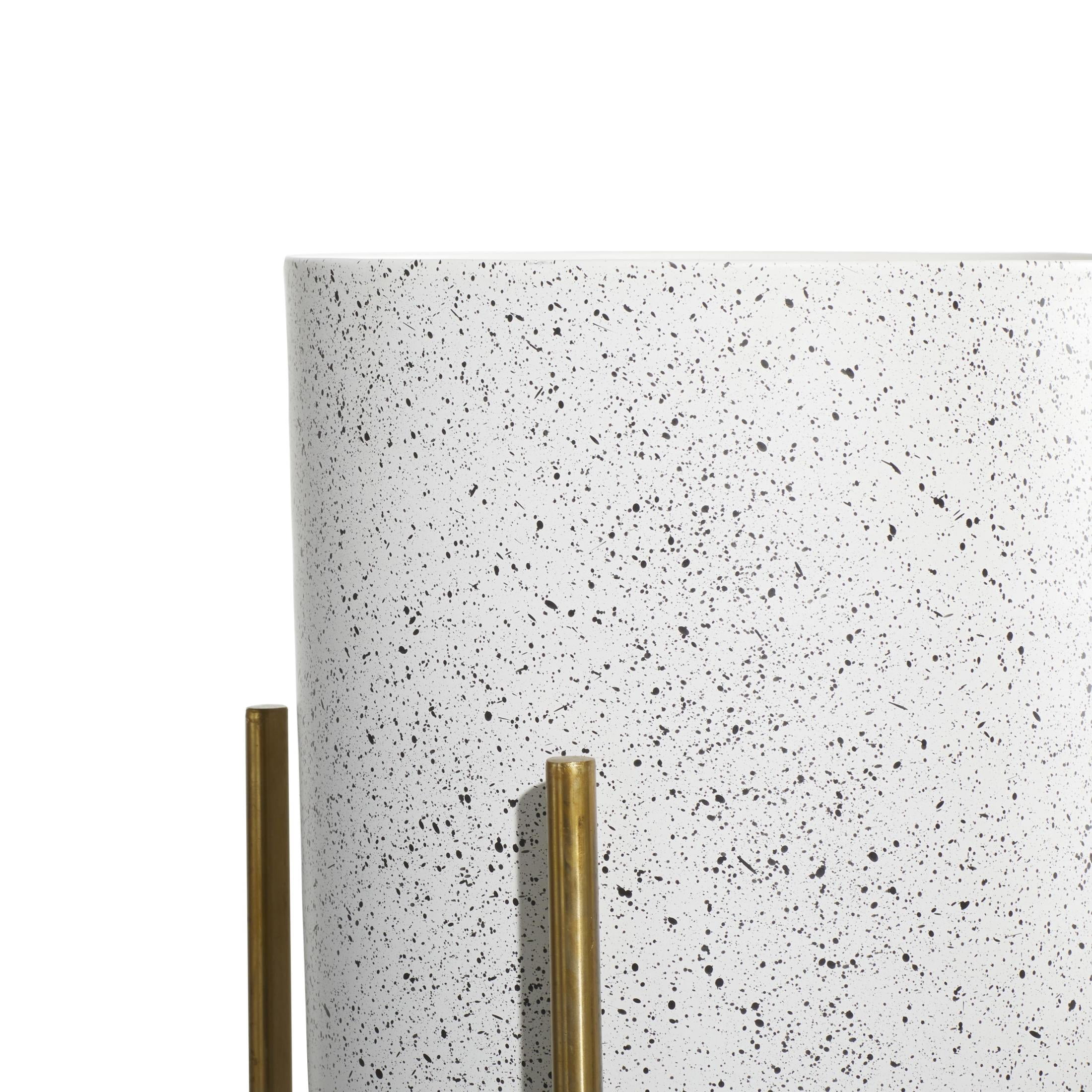 DecMode 39", 46"H Deep Recessed Dome Speckled White Metal Planter with Removable Stand (2 Count)