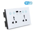thumbnail image 2 of EU UK US Universal Plug Tuya WiFi White Smart Socket Switch with USB and Type-C Port Outlet Smart Life, 2 of 8