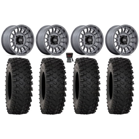 KMC Impact 15" Wheels Anthracite 32" ATX470 Tires Kawasaki Teryx Mule