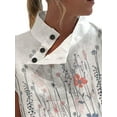thumbnail image 3 of Keeccty Women Slash Neck Button Stand Collar Printed Top Short Sleeve Office Shirt, 3 of 4