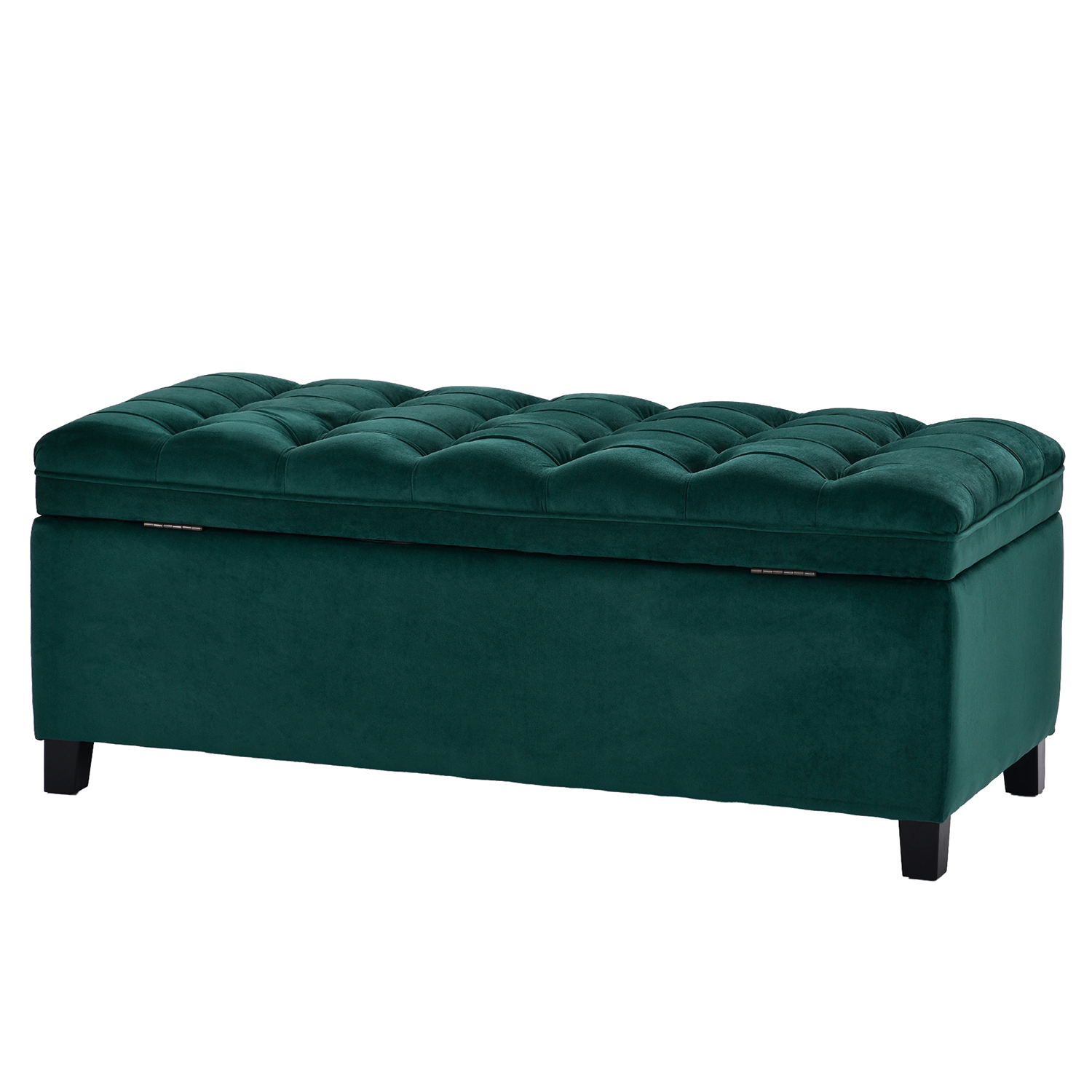 Kadyn Upholstered Flip Top Storage Bench, Storage Ottoman Bench with Button Tufted Top, Folding Chest Foot Rest Stool for Bedroom, Green