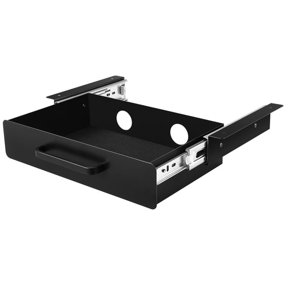 KFFKFF 13" Broad Under Desk Drawer Glide, Mounted Under Desk Pull-out Drawer Accessory, Concealed Desktop Storage Solution, Under Table Pen Holder for Home Office Sit Stand Workspace, 15x9x3 in