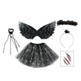 thumbnail image 4 of Conjunto de disfraz de hada para niñas, disfraz de Halloween, falda tutú, disfraz de ángel gótico para niñas, disfraz de ángulo caído, cosplay para Con varita Yinane Disfraz de ala de ángel, 4 of 8