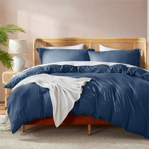 Juego de funda nórdica Nestl Full con relleno - Azul marino, 4 piezas (80 x 90 cm) y 2 fundas de almohada con edredón alternativo de plumón blanco, ultra suave, para todas las estaciones.