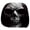 Grayscale Skull Printed Head Rest Protector#3, variant on Funny Creepy Flaming Fire Skull Car Headrest Cover, Stretch Elastic Universal Auto Head Rest Protector, Halloween Prank Decorative Headrest Sleeve