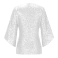 thumbnail image 7 of Womens Summer Tops Trendy Sequin 3/4 Sleeve Glitter Sparkly Party Blouse Casual V Neck Dressy For Evening Party White XXL, 7 of 7