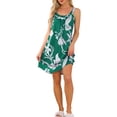 thumbnail image 2 of Noche de inspiración para mujeres, camisón sin mangas, pijama impreso, camisetas de cuello redondo, vestido de tirantes con tirantes anchos y bolsillos, XL, flores verdes, 2 of 6