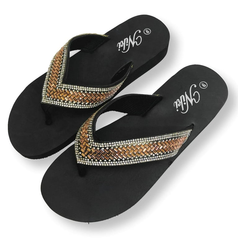 Womens Sparkly Rhinestone Flip Flop Shoes For Women - Walmart.com
