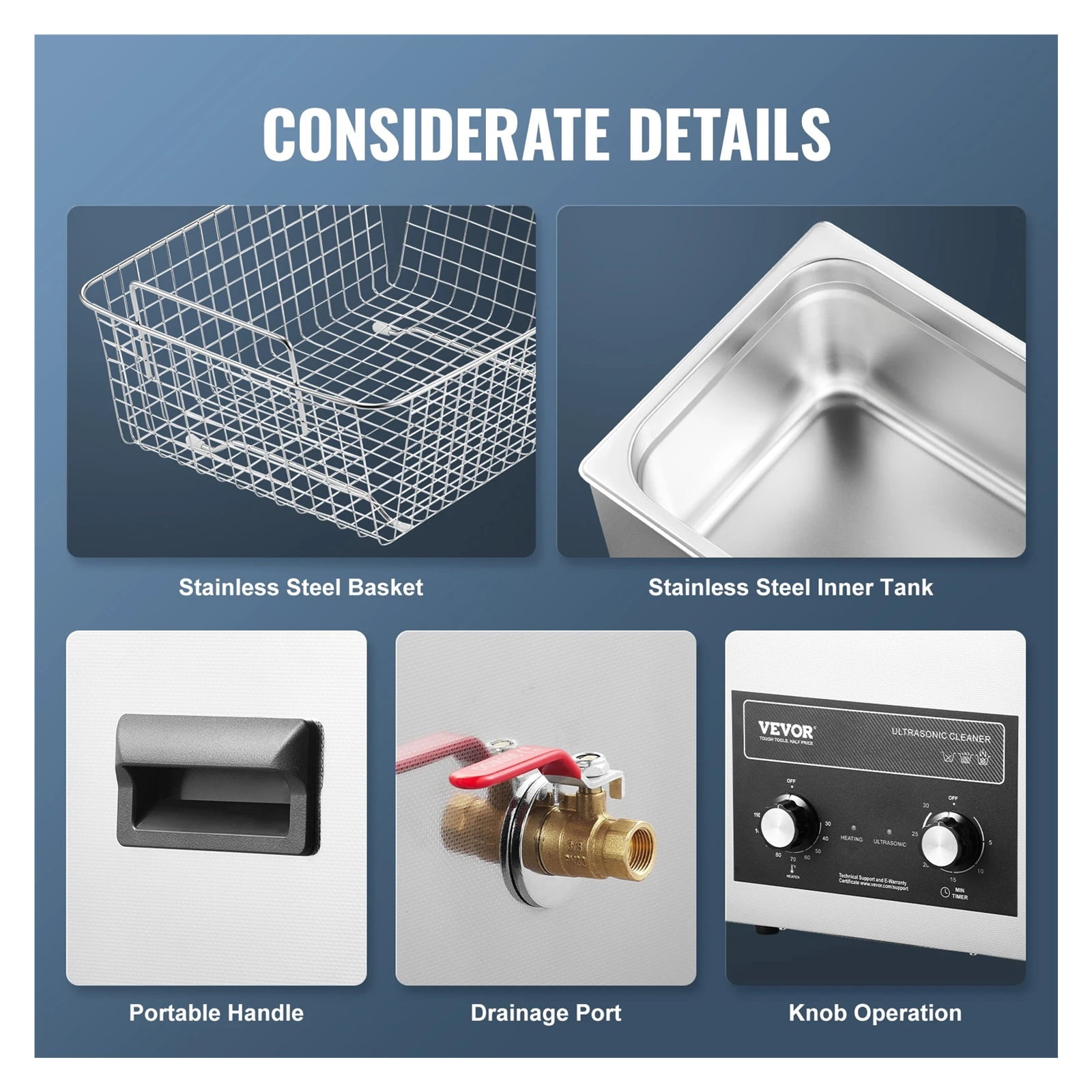 2/3/6/10/15/30L Ultrasonic Cleaner with Heater Timer for Lab Tools Metal Parts Carburetor Brass Auto Parts Engine Parts