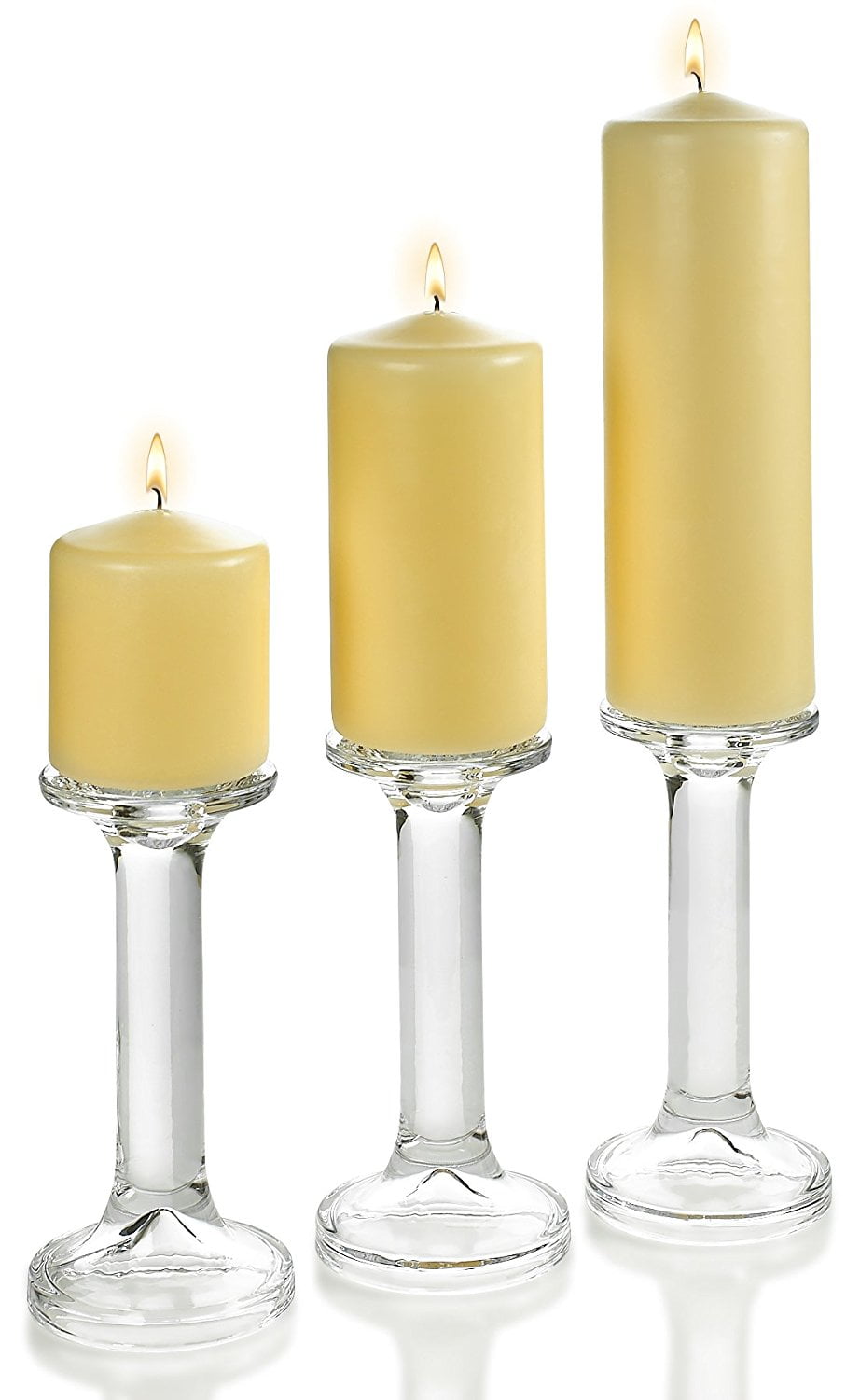 3 Glass Round Shaped Candle Holders 7.5" with Set of 3 ...
