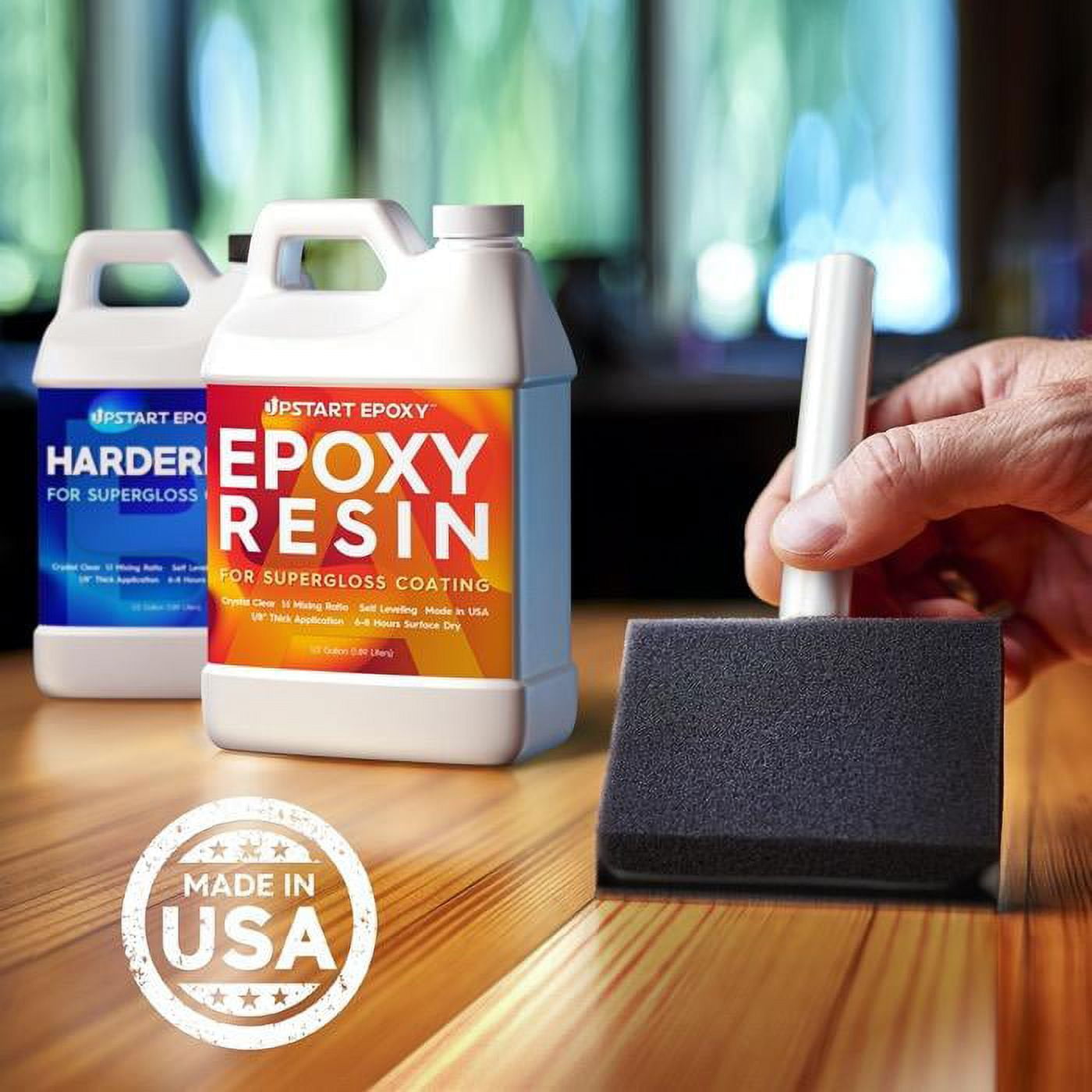 Upstart Epoxy Resin - 1 Gallon Bundle - Crystal Clear Tabletop Super Gloss  Coating No Bubbles UV Resistant Food Safe 