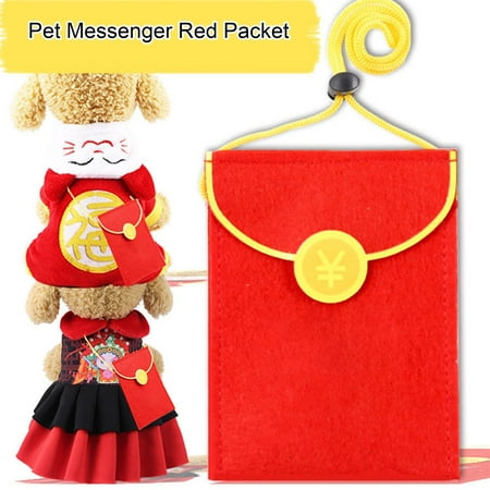 Eoperou Adjustable New Year Red Envelope Messenger Bag Pet Dogs Cat Accessory Supplies