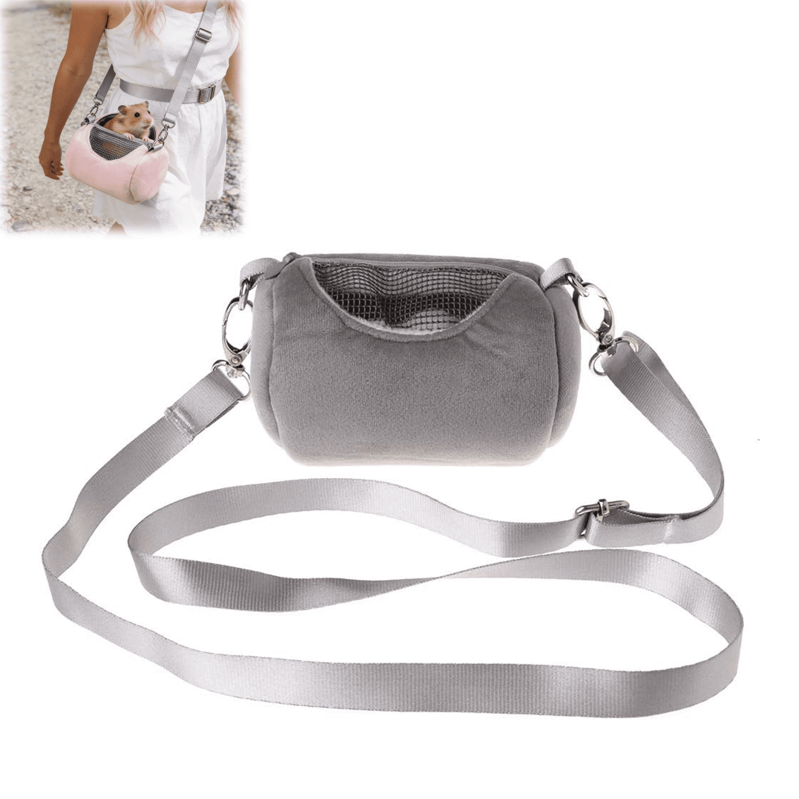 Small Animal Carrier for Hamster Hedgehog Sugar Glider, Portable Travel Pouch with Breathable Mesh, Soft Cozy Pet Sling Bag for Outdoor Walks Vet Visits, Handbag Style(wwx)