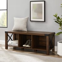 Walker Edison Rustic Farmhouse Entryway Storage Bench