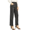 thumbnail image 1 of Pantalones a cuadros casuales Allegra K mujer oficina Negro XL, 1 of 6