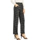 thumbnail image 1 of Pantalones a cuadros casuales para mujer, bolsillos, pierna recta, trabajo, oficina, pantalones Negro L, 1 of 6