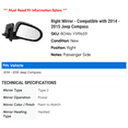 thumbnail image 2 of Right Mirror - Compatible with 2014 - 2015 Jeep Compass, 2 of 2