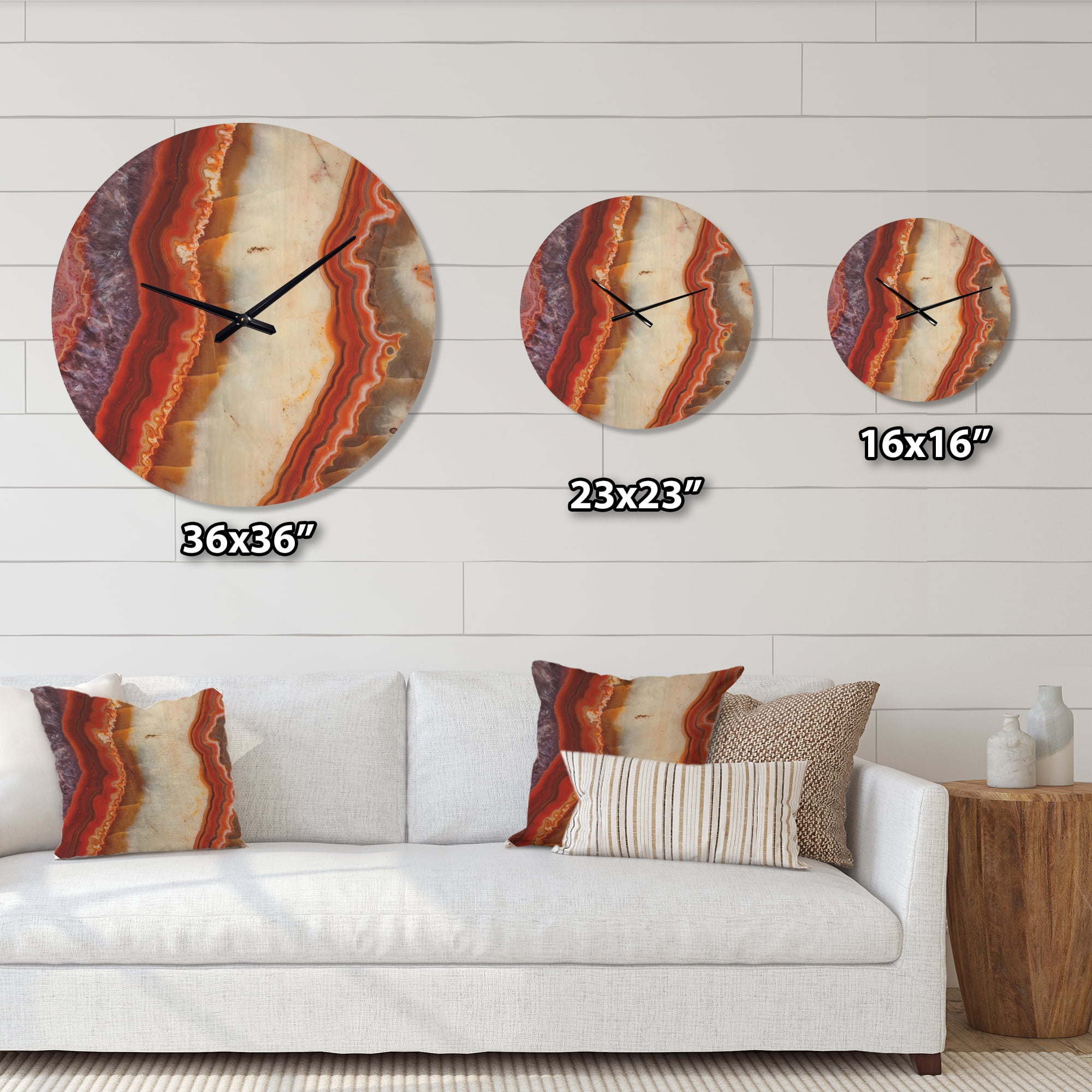 Designart 'Close Up Colorful Stone Stripes ' Modern Wood Wall Clock