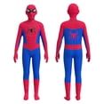thumbnail image 2 of Full Body Superhero Zentai Bodysuit Mask, Adult Spider Manlike Cosplay Costume Jumpsuit Outfit, Modern Halloween Dress Up Clothes Gift for Superhero Movie Fan, Wine, 150, 2 of 3