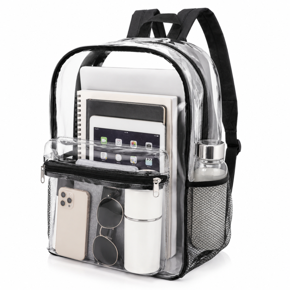 Clear Backpack,Waterproof Transparent Backpack with Reinforced Strap,See Through Bookbag for Stadium,Travel,School