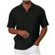thumbnail image 2 of Blusa y camisa de manga corta con cuello vuelto para hombre, color liso, informal, holgada, con cremallera, de manga corta, con cuello vuelto, blusa de poliéster para hombre, 2 of 6