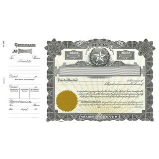 Custom Printed Corporate Stock Certificates