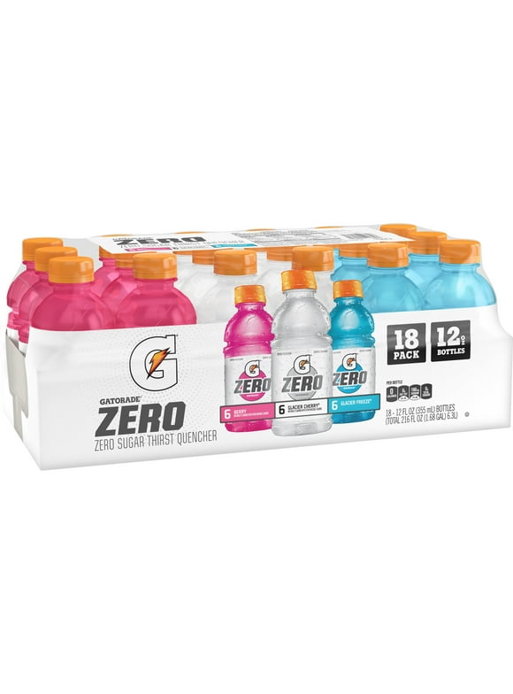 Gatorade G Zero Sugar 3 Flavor Variety Pack Thirst Quencher Sports Drink, 12 oz, 18 Pack Bottles