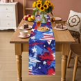 thumbnail image 2 of Blue Red USA Flag Table Runner 72 Inches, Abstract Navy Blue Oil Paint 4th of July Bed Runner Dresser Scarves Tabletop for Indoor Outdoor Parties/Ceremony/Banquet, 14" x 72", 2 of 9