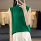 thumbnail image 4 of Chaleco de cachemira 2024 para mujer, 100 % lana merino, suéter interior sin mangas, cuello alto, blusas de oficina, chaleco, 4 of 5