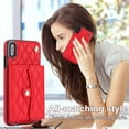 thumbnail image 5 of for iPhone X/XS Back Case, Luxury Ultra Slim Shockproof PU Leather Card Slots Kickstand Magnetic Snap Shoulder Strap & Wristlet RFID Blocking Phone Cover for iPhone X/XS, Red, 5 of 9